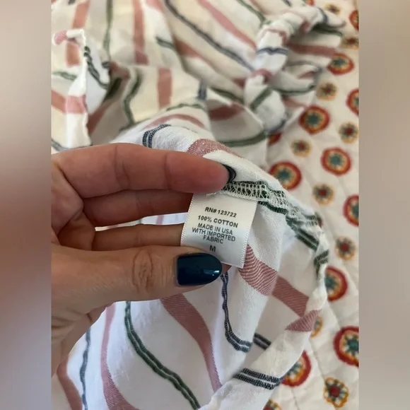 Xirena Chesney Striped Blouse 100% Cotton Short Sleeve Lightweight Blouse Size M - Picture 8 of 10